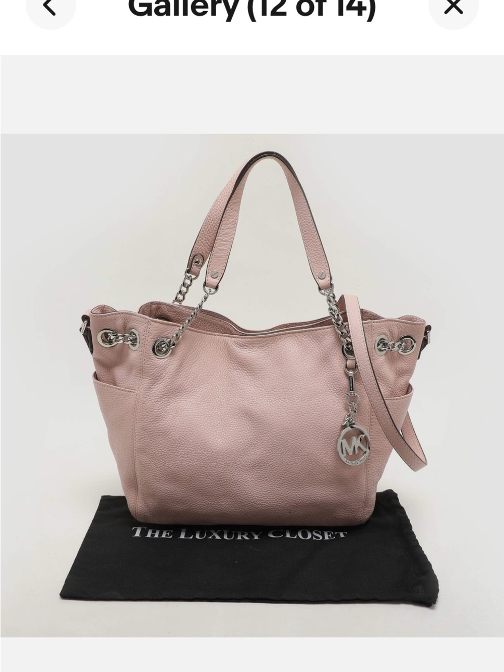 Michael Kors Blush Pink Pebbled Leather Chain-Accent Tote